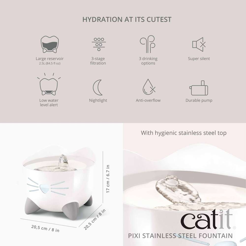 Abreuvoir PIXI avec dessus en acier inoxydable
