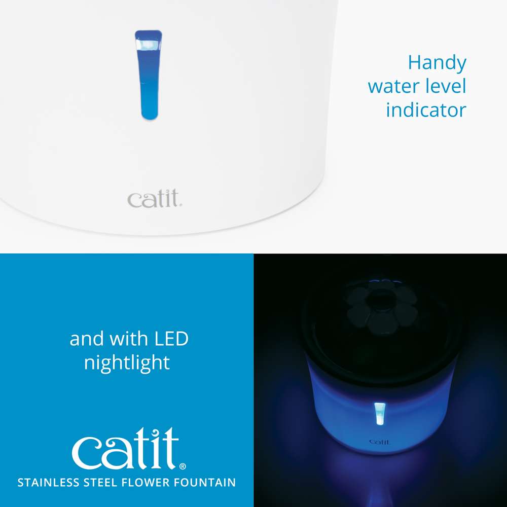 Abreuvoir Catit avec fleur et dessus en acier inoxydable