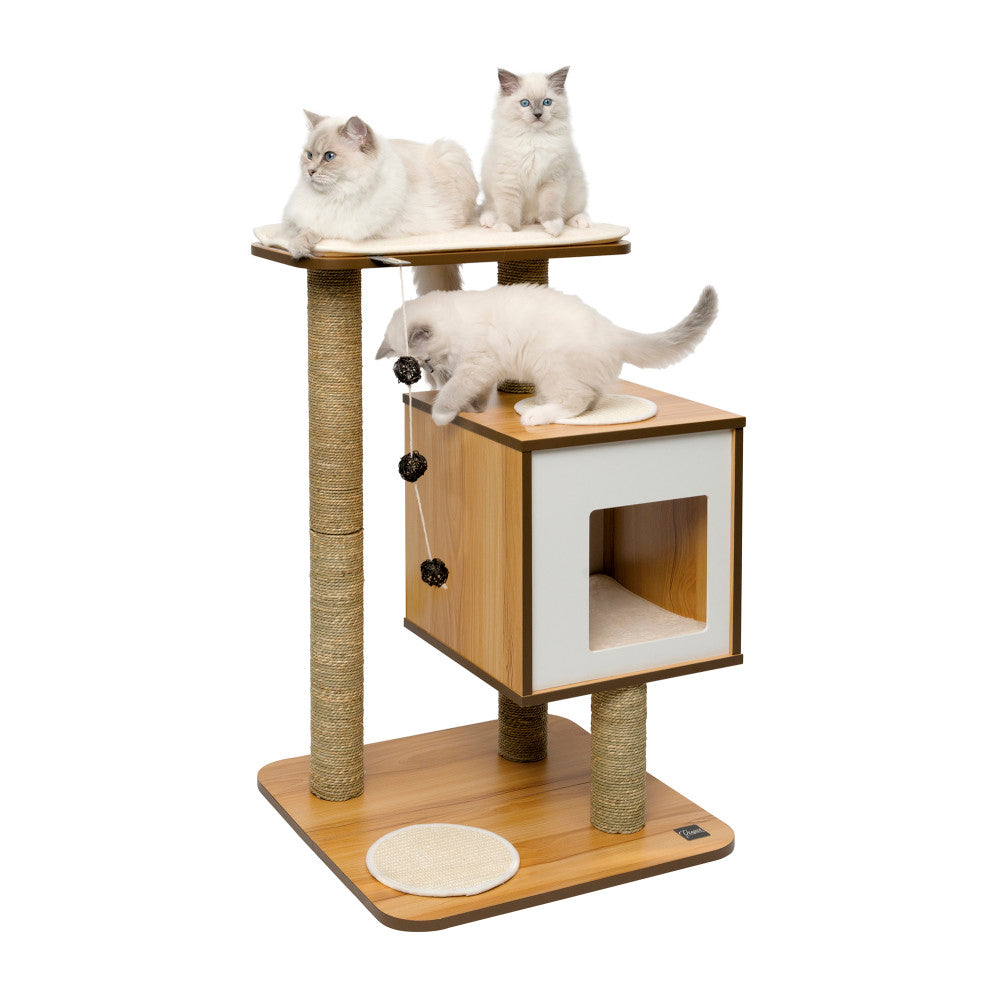 Cat base tower - Walnut with cats 