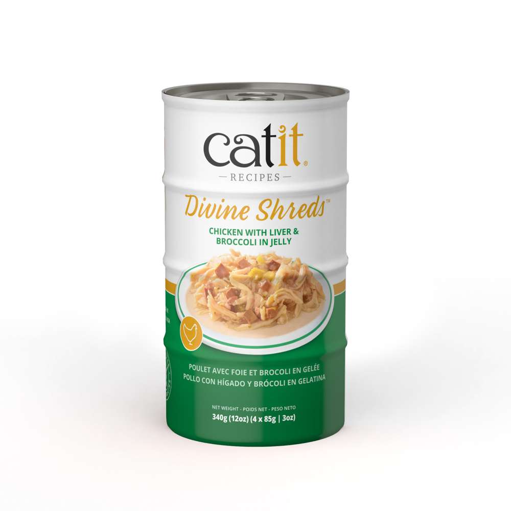 Garnitures Catit Divine Shreds en gelée – Poulet – paquet de 4