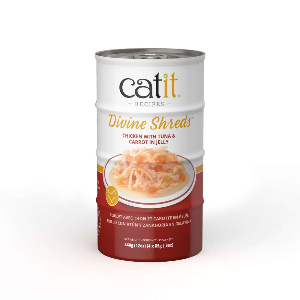 Garnitures Catit Divine Shreds en gelée – Poulet – paquet de 4