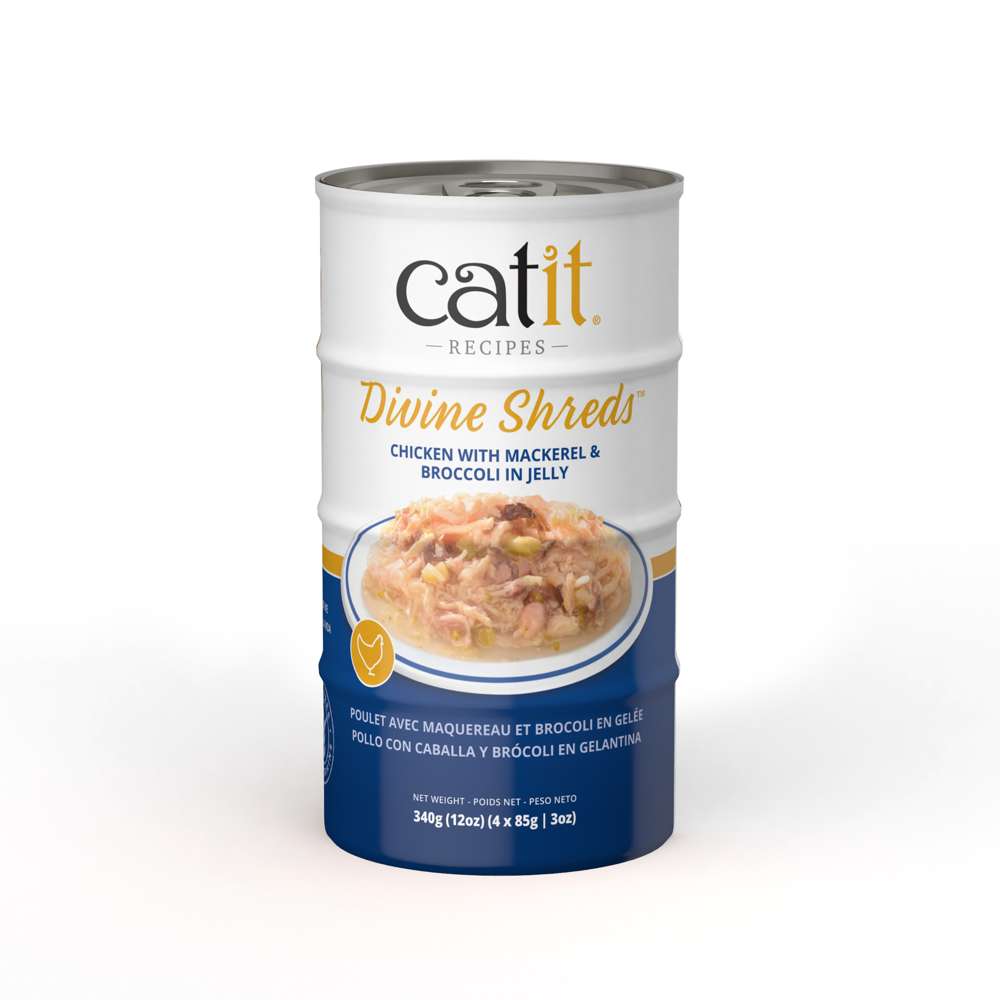 Garnitures Catit Divine Shreds en gelée – Poulet – paquet de 4