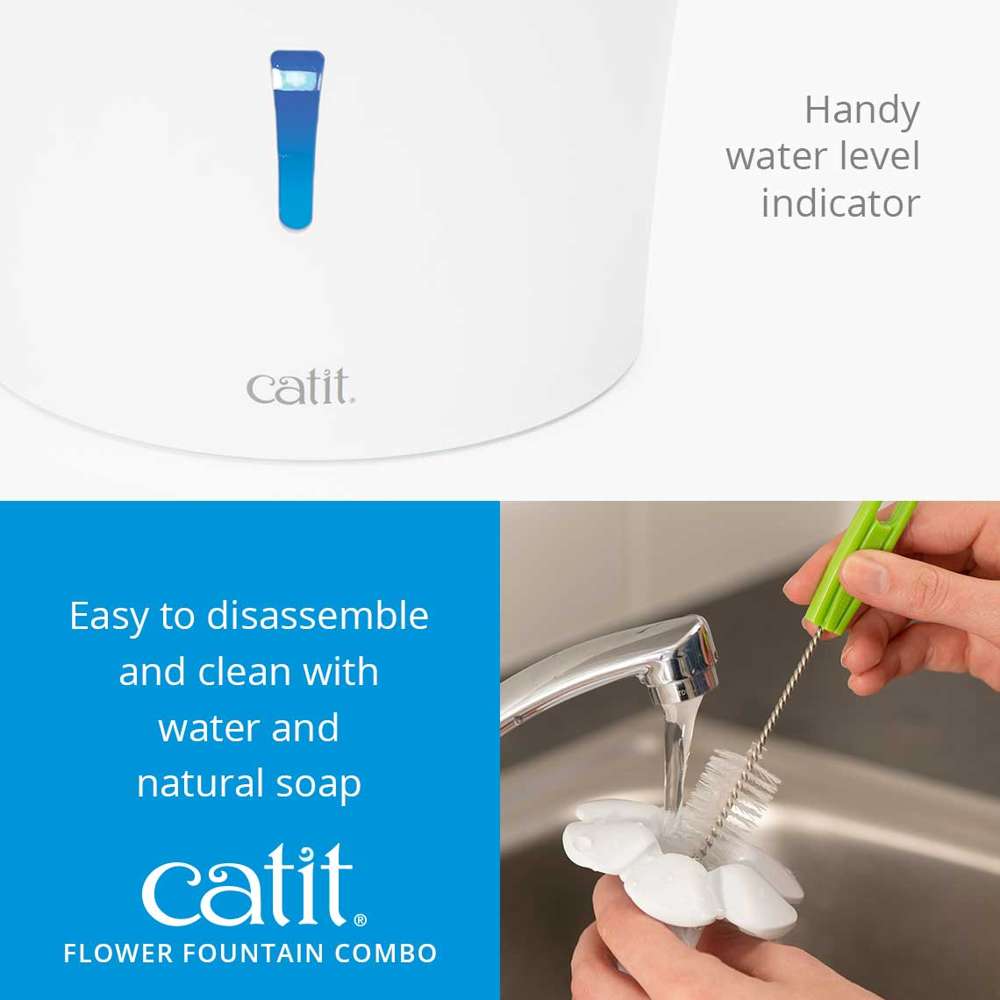 Ensemble d’abreuvoir Catit avec fleur et dessus en acier inoxydable