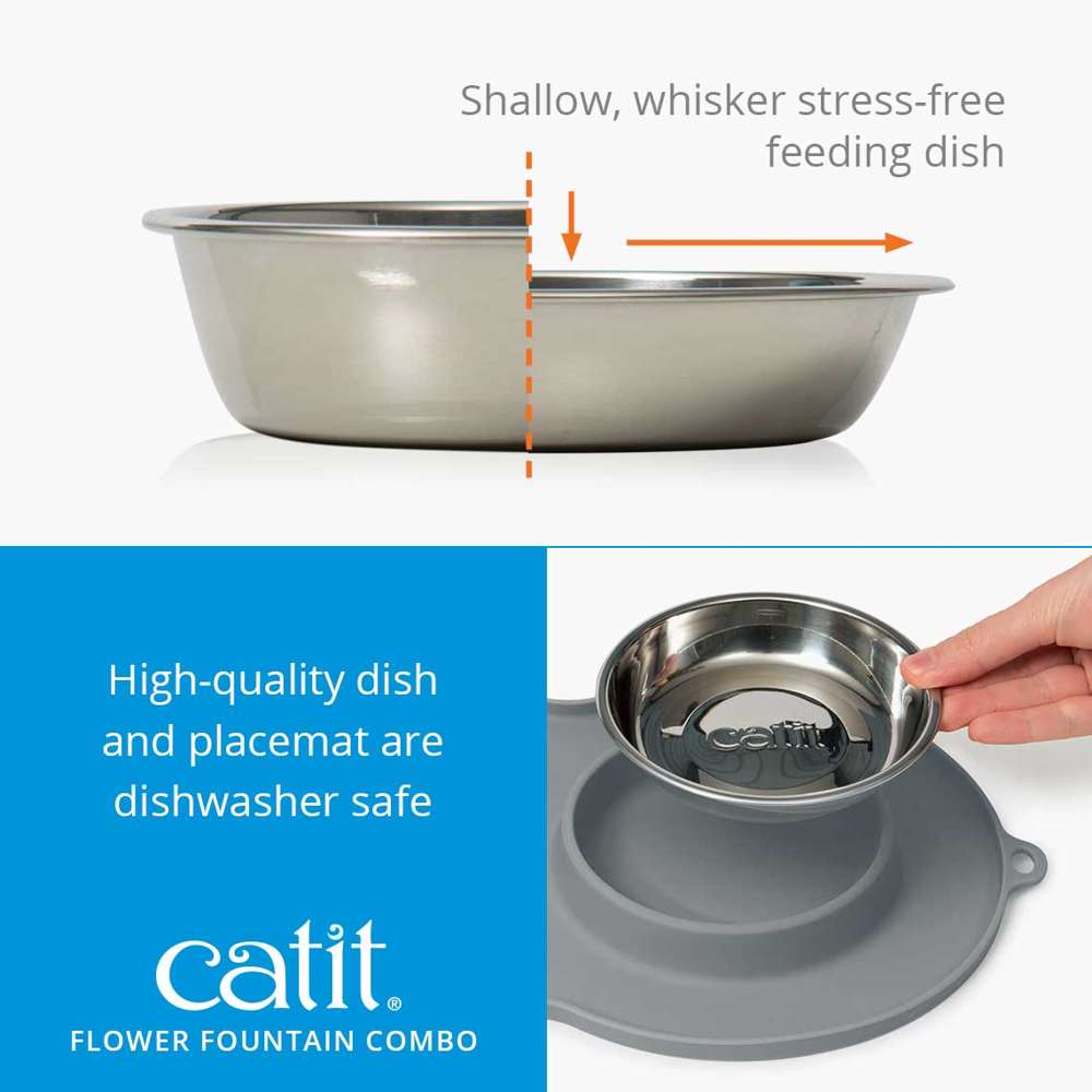 Ensemble d’abreuvoir Catit avec fleur et dessus en acier inoxydable