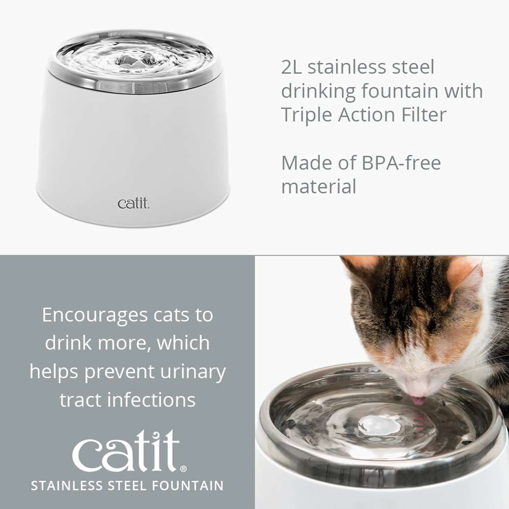 Abreuvoir Catit avec dessus en acier inoxydable