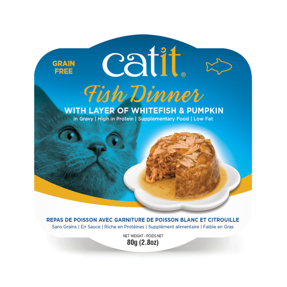 Cat fish dinner with layer of whitefish and pumpkin 