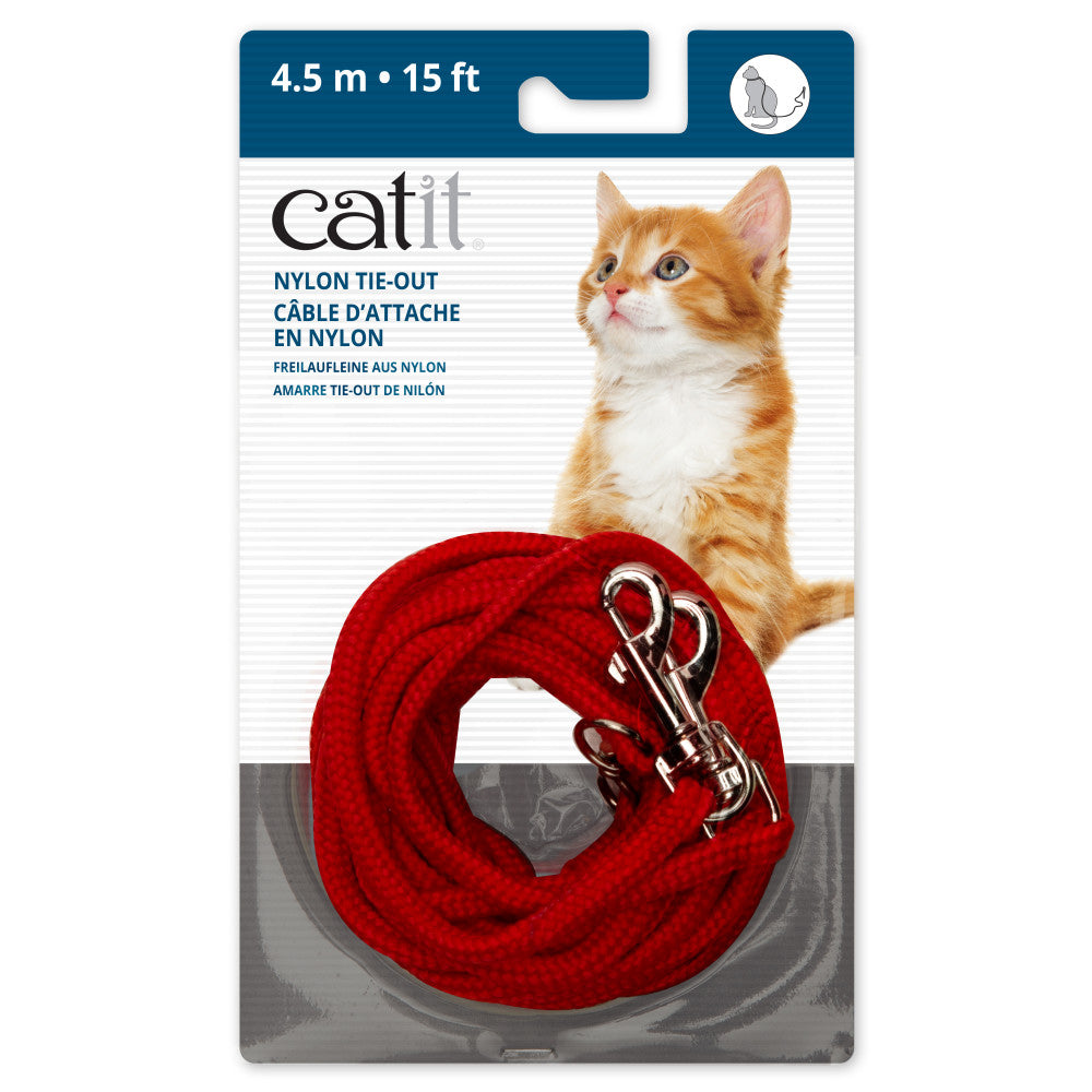 15ft cat nylon tie-out - Red