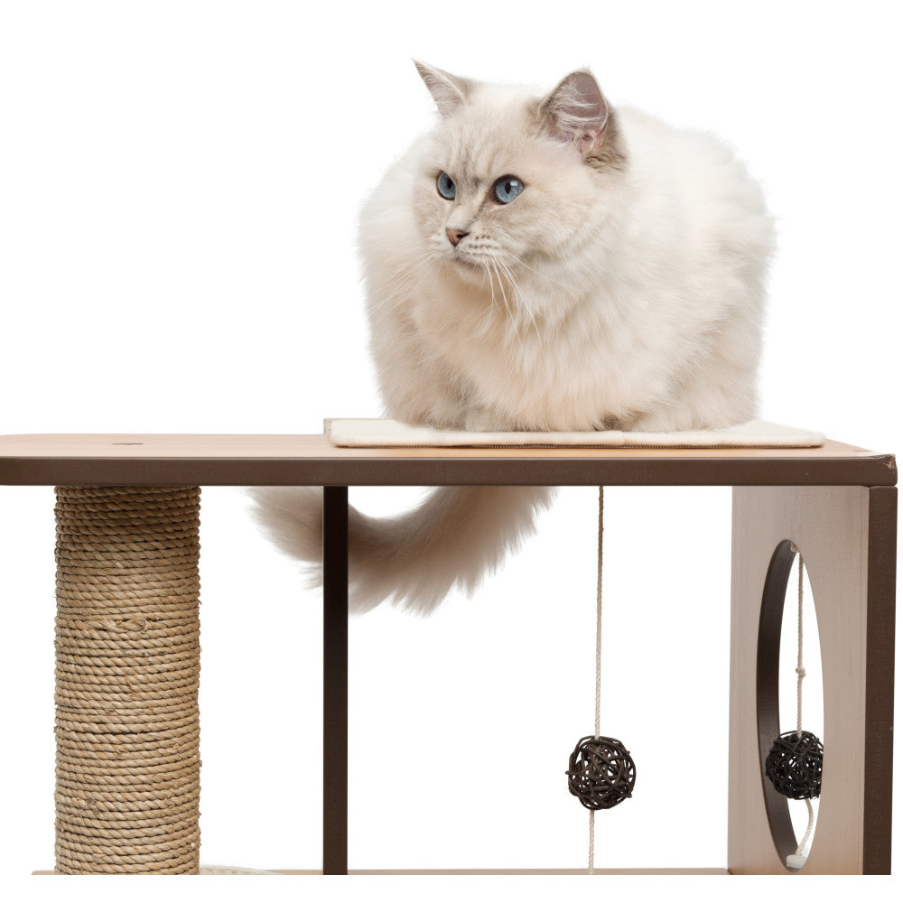 Large box cat tower - Walnut upper part with cat