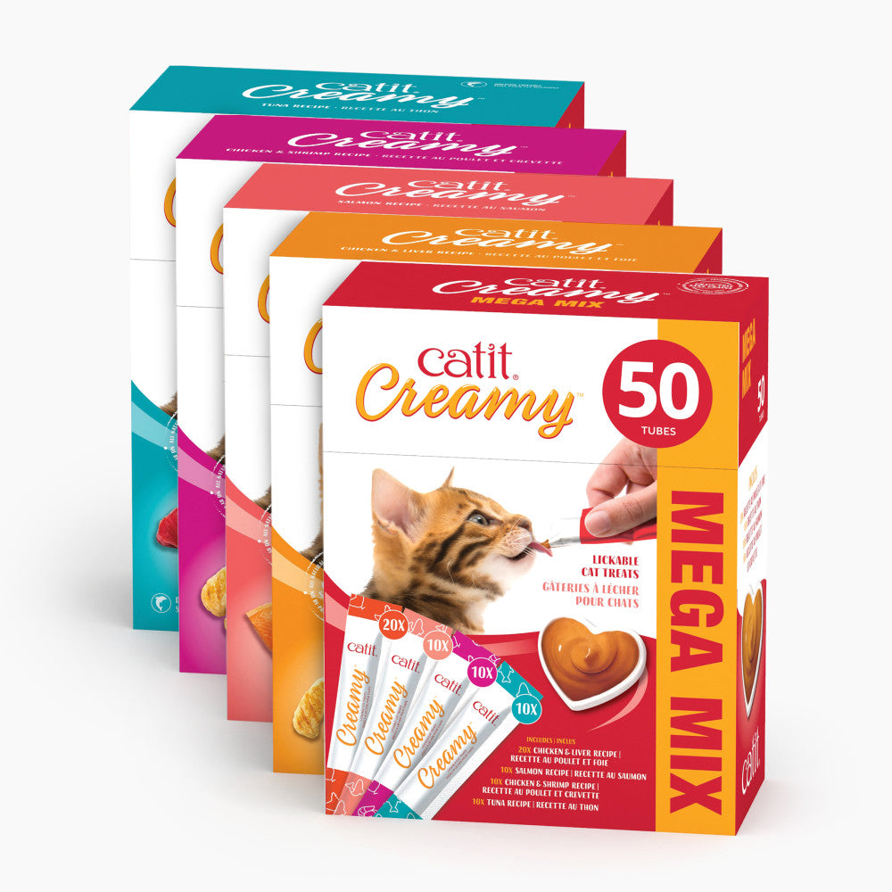 Catit Creamy Treats Mega Mix 50 Pack Lineup