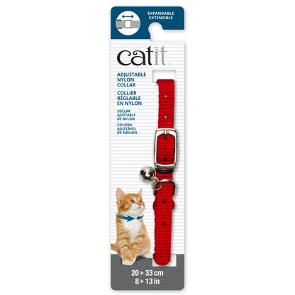 Red nylon cat collar - Expandable 