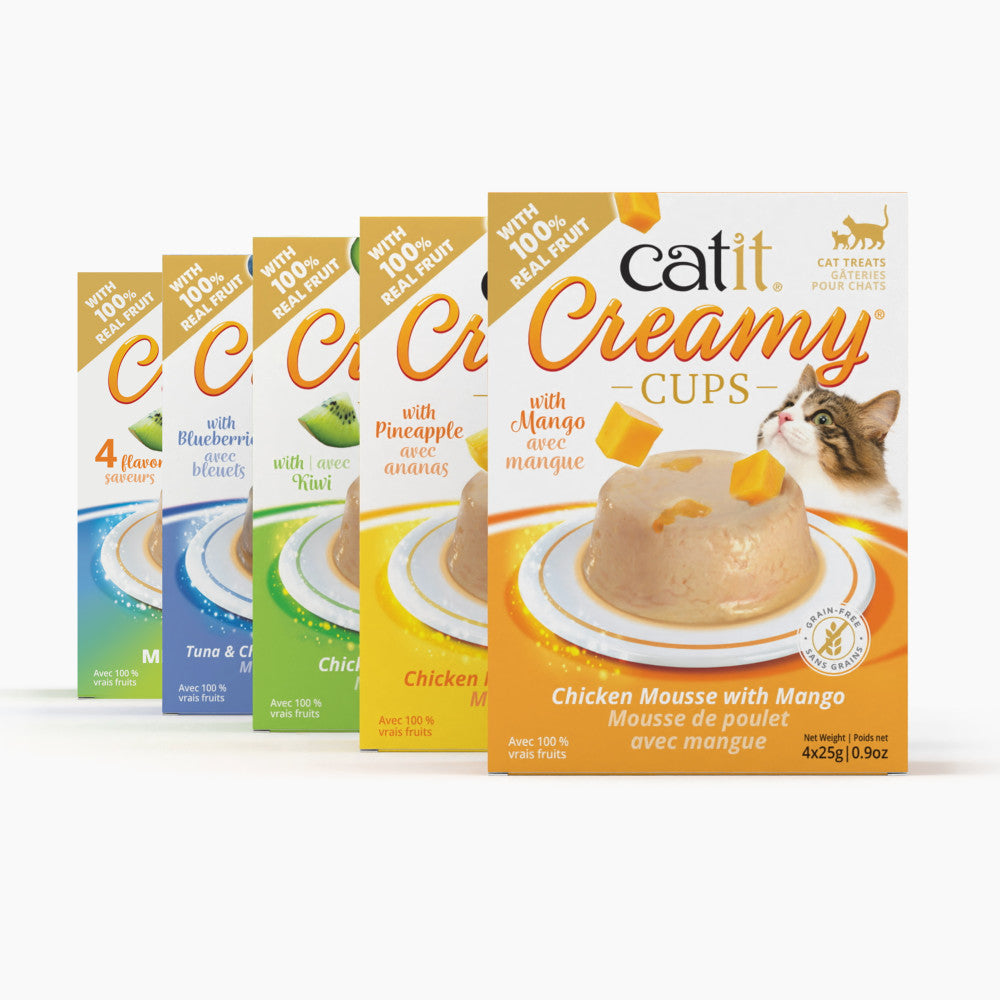 Creamy cups cat treats lineup