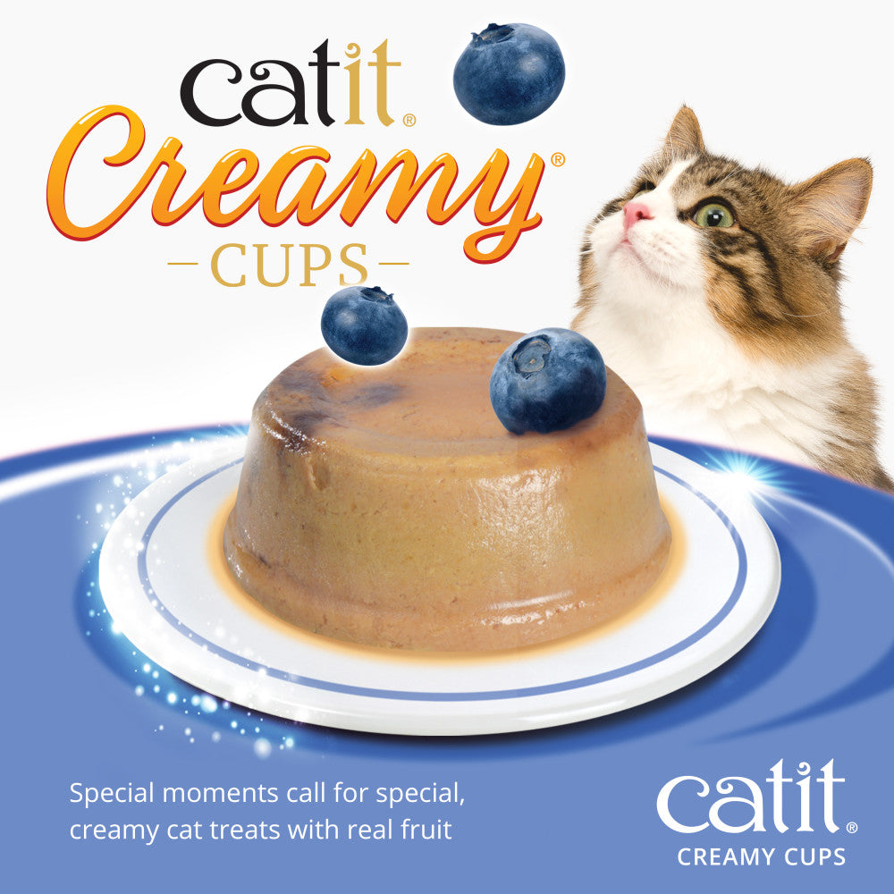 Creamy cups special moments call for special, creamy cat treats with real fruit 