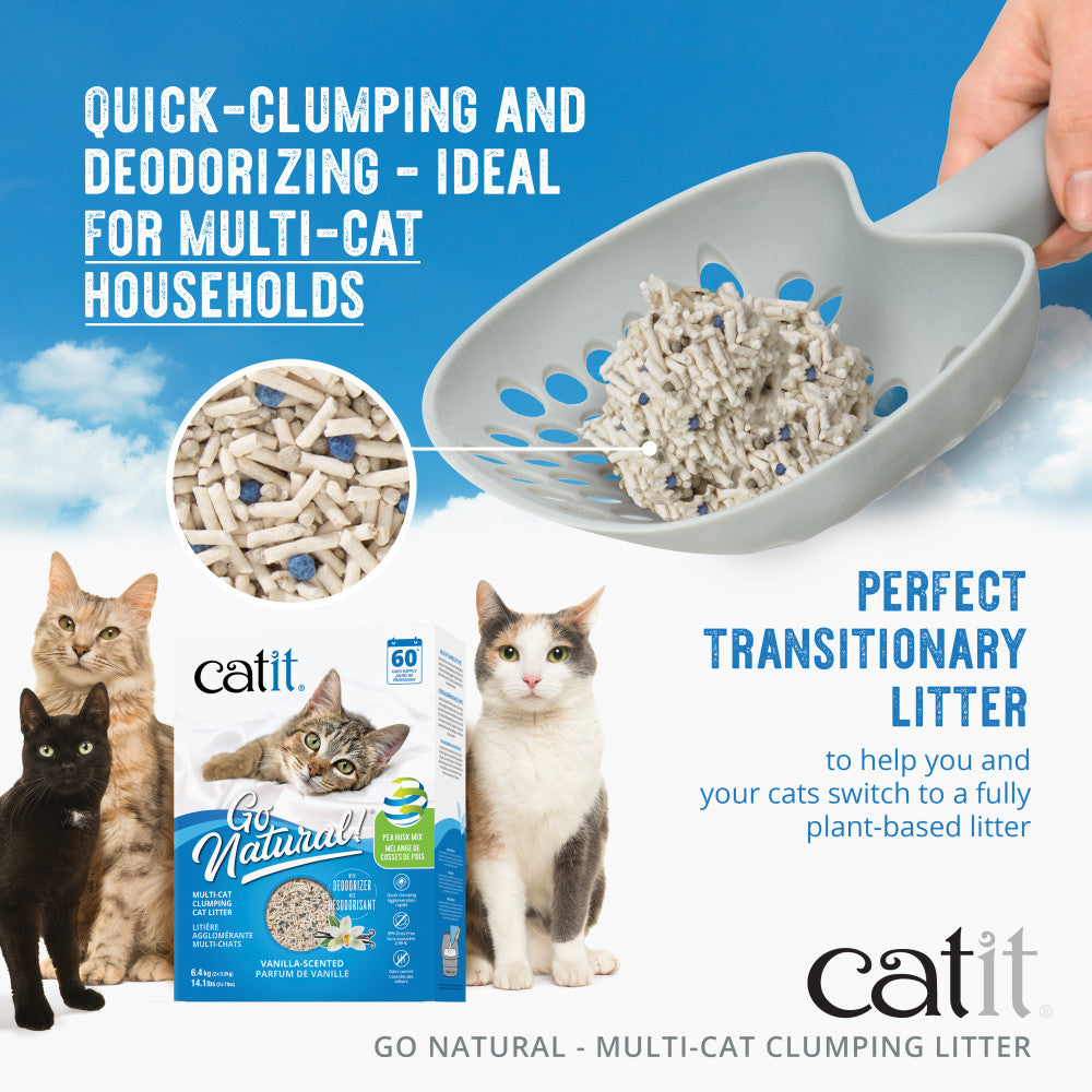 Quick-clumping and deodorizing - ideal for multi-cat households Go Natural - Multi-Cat Clumping Litter