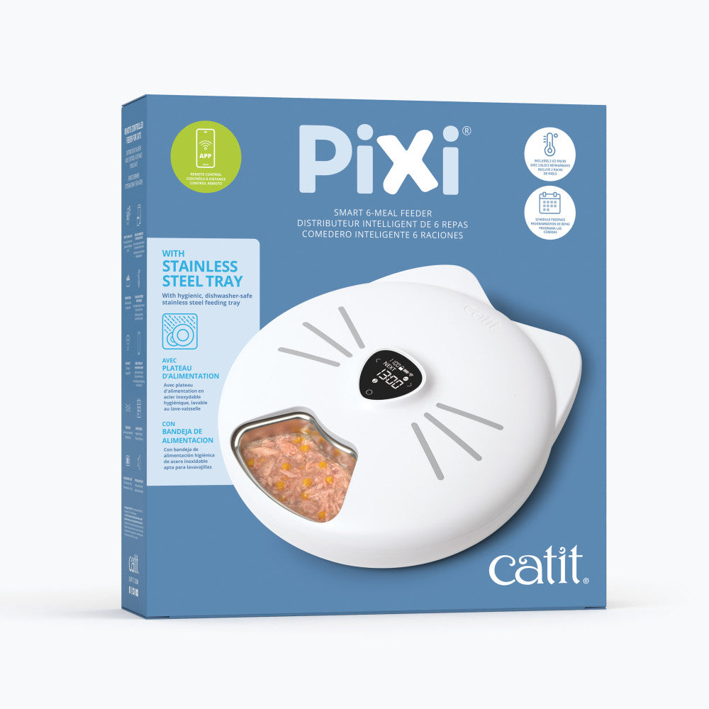 Distributeur intelligent Catit PIXI de 6 repas avec plateau en acier inoxydable